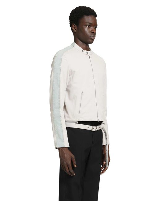 Acne White Twill Biker Jacket for men