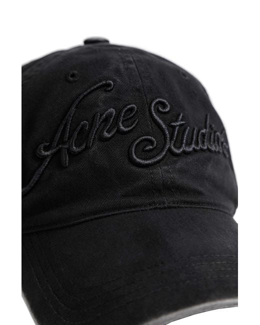 Acne Black Embroidered Logo Cap for men
