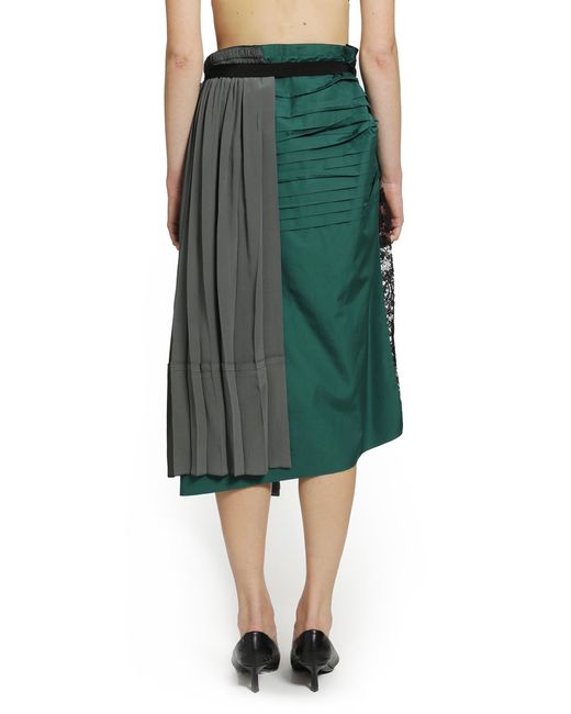 Prada Black Technical Taffeta Patchwork Skirt