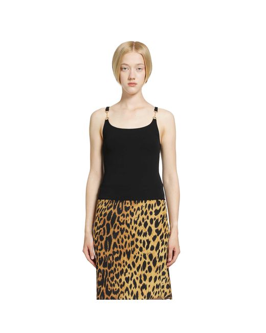 Gucci Black Viscose Crepe Jersey Horsebit Top