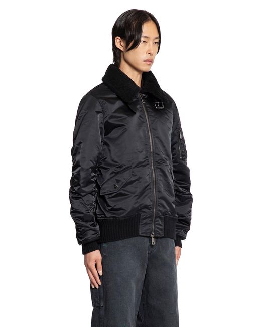 Giorgio Brato Black Nylon Shearling Jacket for men