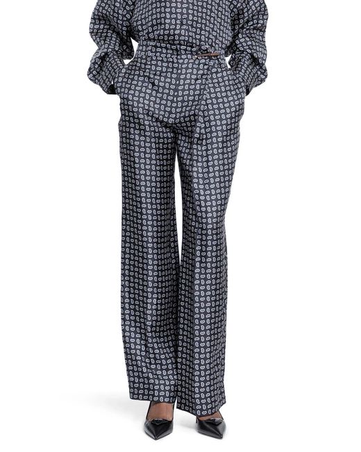 Prada Blue Paisley Silk Trousers