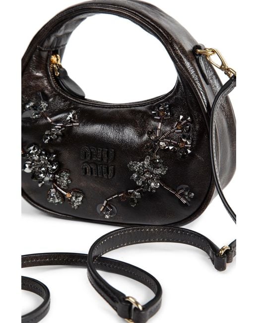 Miu Miu Black Wander Embroidered Mini Bag