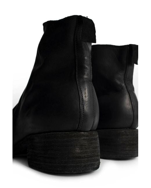 Guidi Black Front Zip Leather Ankle Boots for men