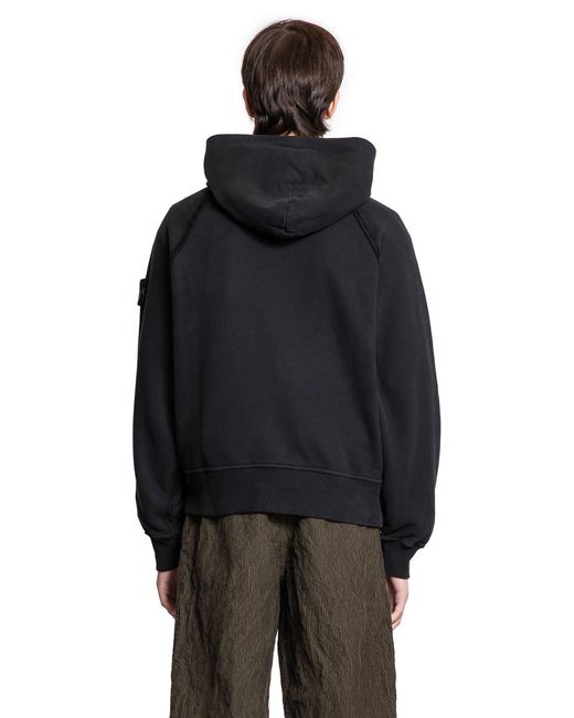 Stone Island Black 6100023 Light Organic Cotton Fleece Hoodie for men