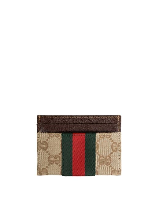 Gucci Brown Gg Card Case With Web for men