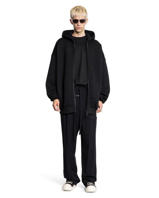 Fear Of God Black Cotton Nylon Zip-Up Hoodie for men