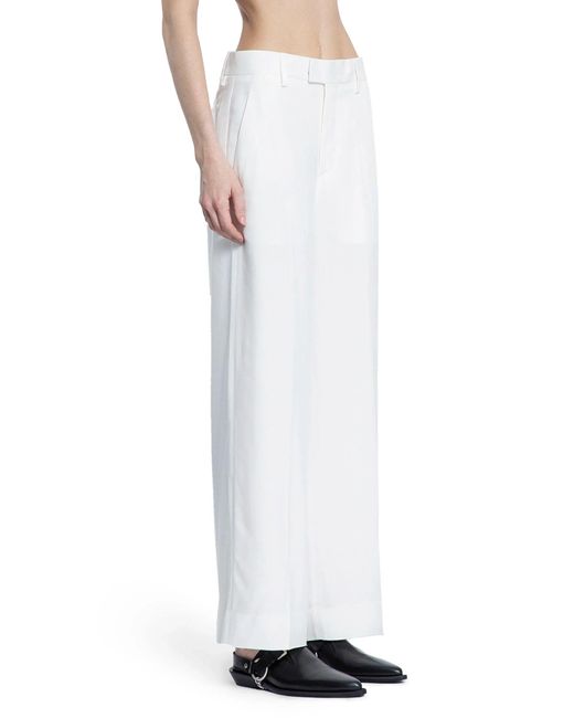 Ann Demeulemeester White Elfi Trousers In Viscose Calico