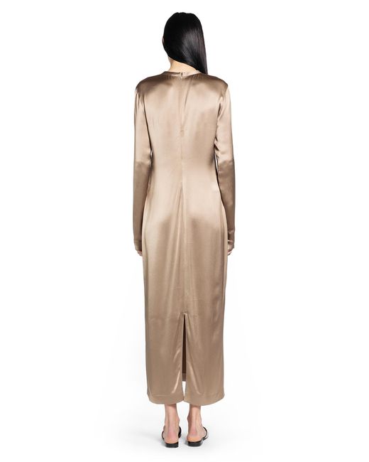 TOTEME Long Satin Dress in Natural | Lyst
