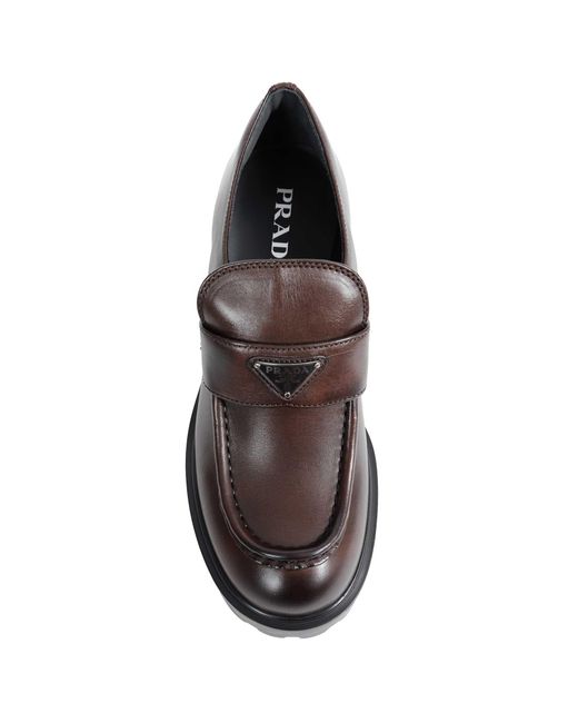 Prada Gray Leather Loafers