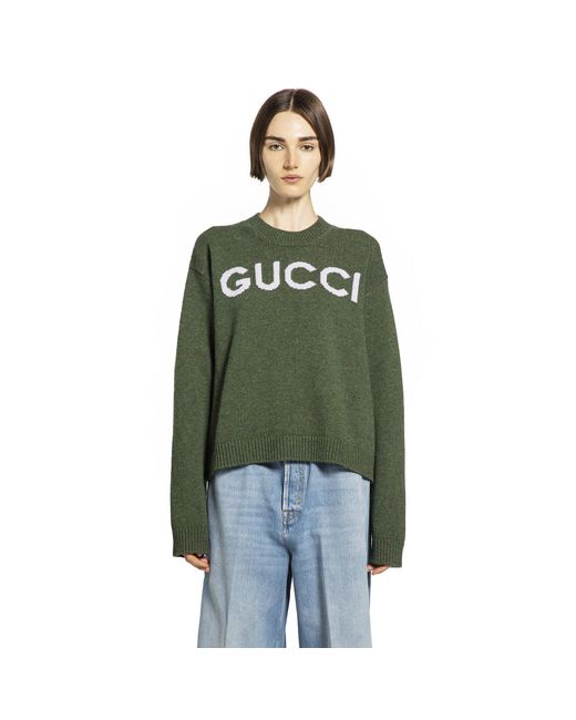Gucci White Intarsia Wool Sweater