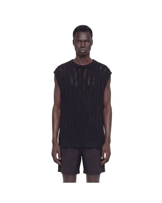Laneus Blue Destroyed Knit Vest for men