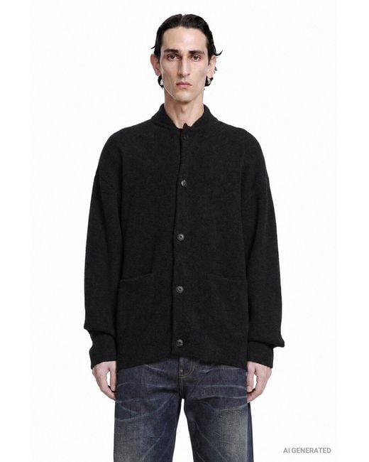 Giorgio Armani Black Silk Alpaca Cashmere Cardigan for men
