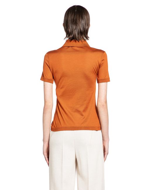 Max Mara Orange Silk Jersey Short-Sleeve Polo