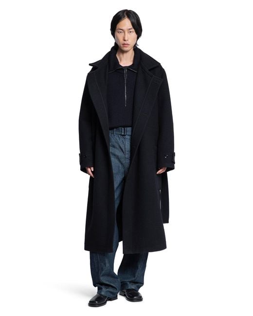 Lemaire Black Wrap Coat for men