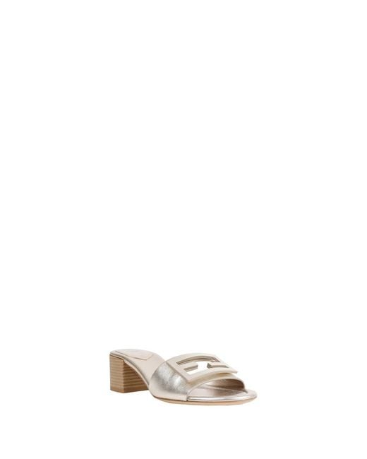 Fendi White Laminated Leather Mules