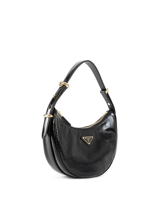 Prada Black Arqué Naplak Patent Leather Shoulder Bag