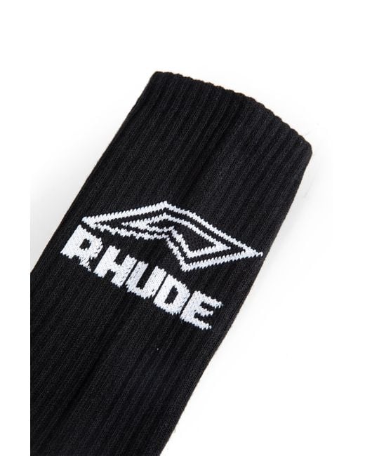 Rhude Black Campione Logo Socks for men