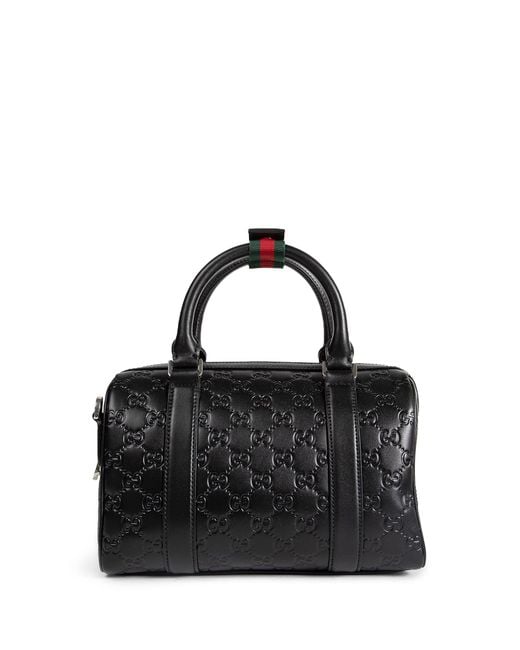 Gucci Black Gg Emblem Small Leather Duffle Bag for men