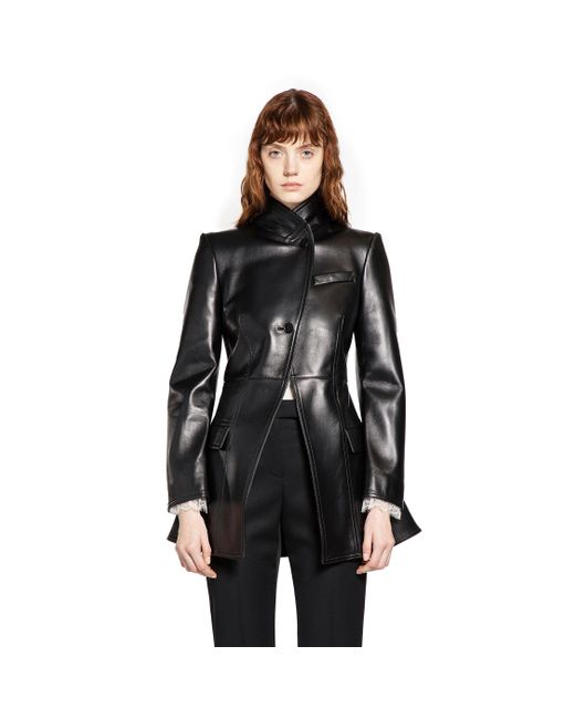 Alexander McQueen Black Cutaway Leather Jacket