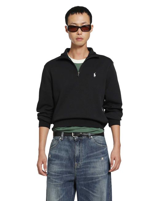 Polo Ralph Lauren Black Half-Zip Sweatshirt for men
