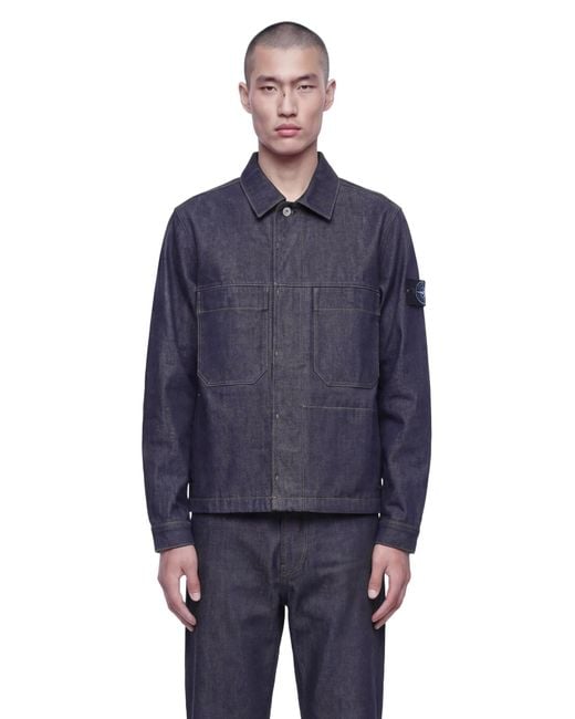 Stone Island Blue 4100006 Denim Coach Jacket for men