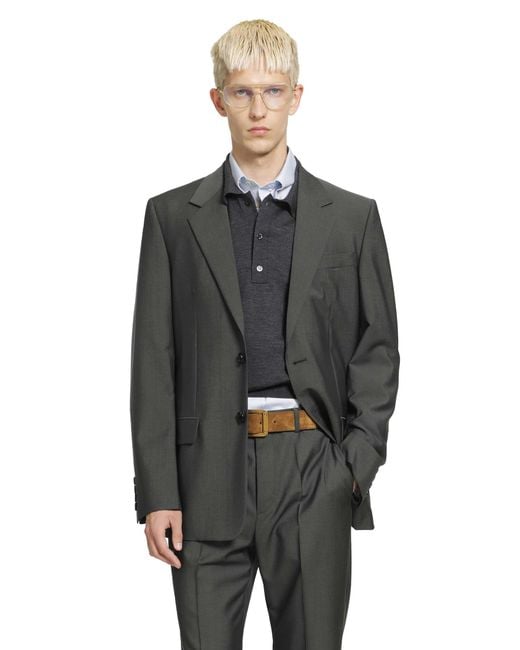 Valentino Gray Single-Breasted Wool Jacket for men