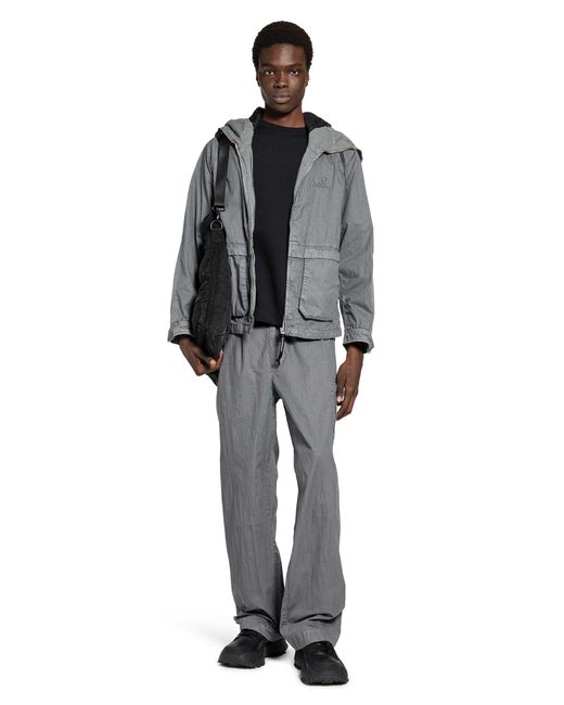 C P Company Gray Fili Wax Loose Cargo Pants for men