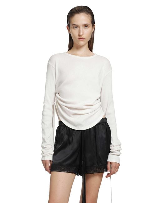 Ann Demeulemeester White Dot Wrinkled Long Sleve Top