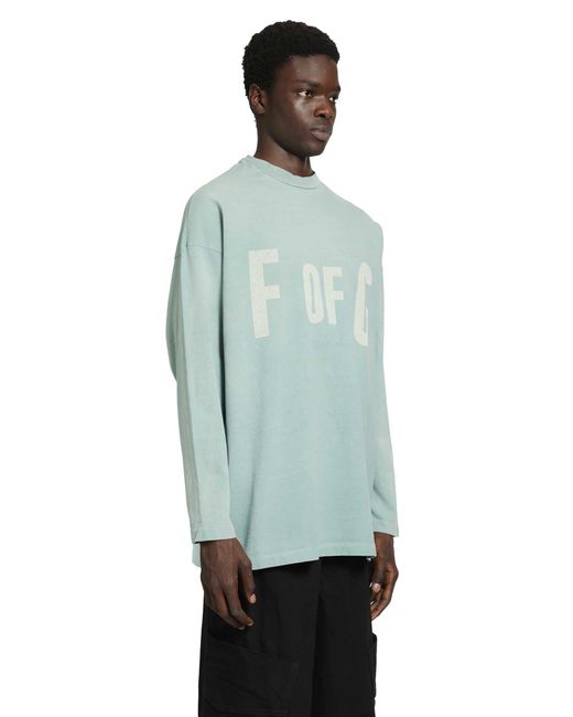 Fear Of God Blue Printed Long Sleeve Tee for men
