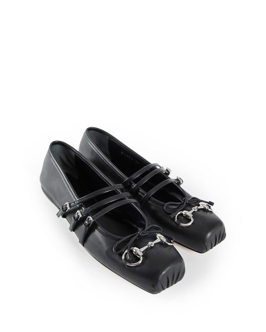 Gucci White Horsebit Ballerinas
