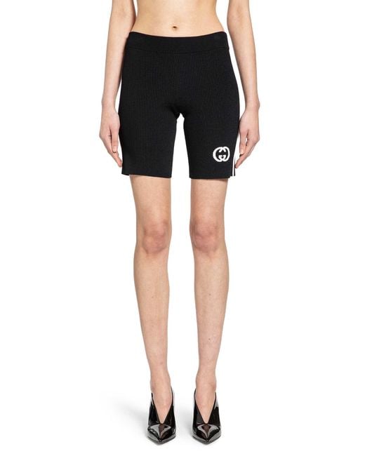 Gucci Black Interlocking G Viscose Shorts