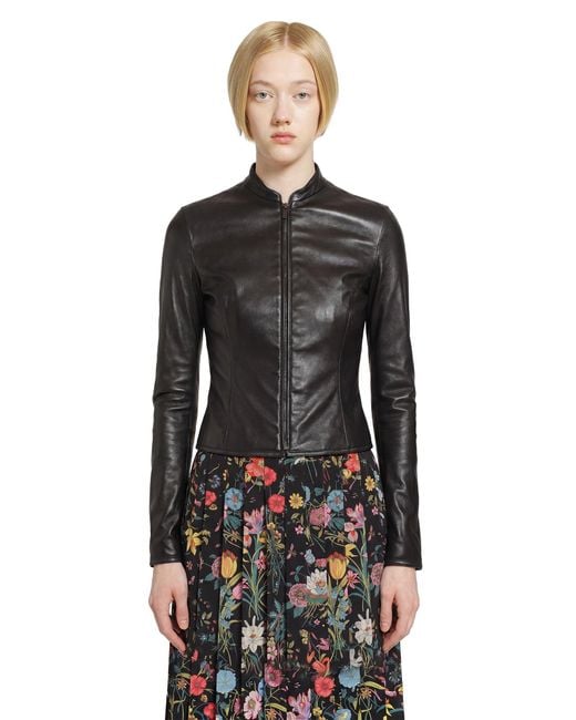 Gucci Black Light Stretch Leather Zip Jacket