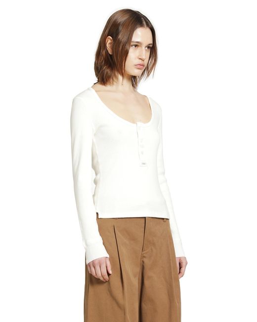 Chloé White Henley Long Sleeve Top