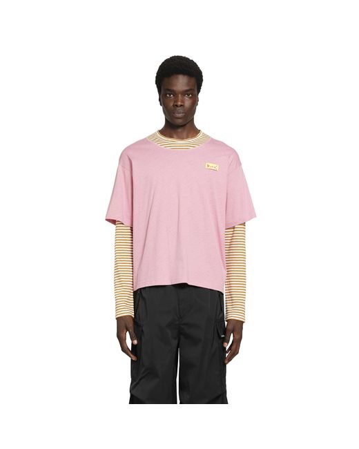 Marni Pink Layered Cotton T-Shirt for men
