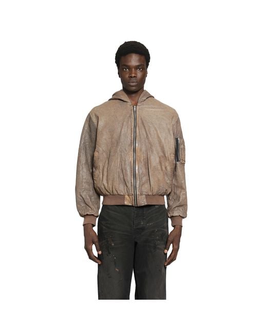 ALEXANDER DIGENOVA Brown Leather Bomber Jacket for men