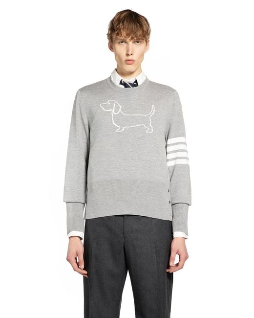 Thom Browne Gray Hector 4-Bar Sweater for men