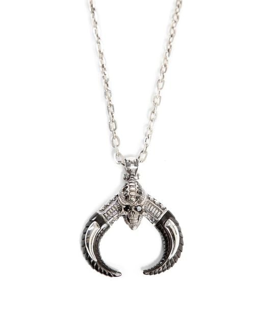 KD2024 White Skull Alien Horn Necklace for men