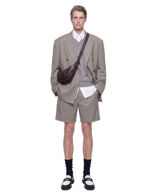 Hed Mayner Gray Double-Breasted Wool Blazer for men