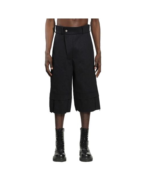 BRYAN JIMENE`Z Black Denim Bunker Bermudas for men