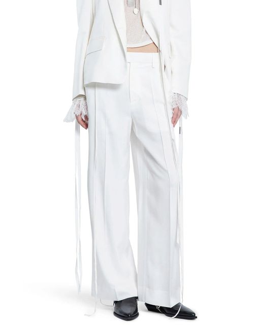 Ann Demeulemeester White Elfi Trousers In Viscose Calico