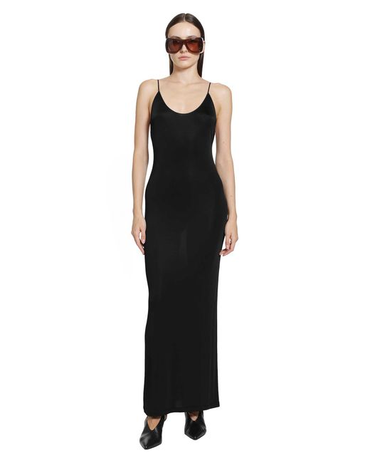 Saint Laurent Black Knit Cassandre Chain Backless Dress