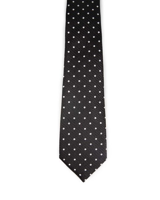 Tom Ford Black Embroidered Polka-Dot Silk Jacquard Tie for men