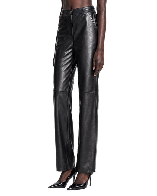 Max Mara Black Nappa Leather Barrel-Leg Trousers