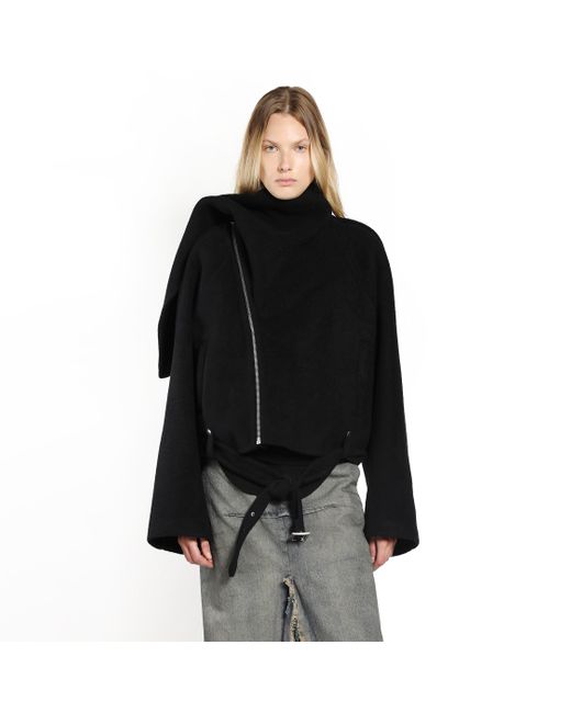 Rick Owens Black Concordia Cropped Scarf Flight Jacket Clothing