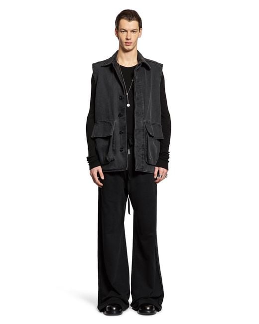 Ann Demeulemeester Black Greg Long Sleeve T-shirt In Cotton Rib Jersey for men