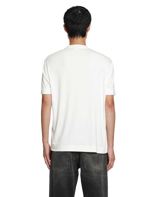 Emporio Armani White Stretch Silk Modal T-Shirt for men