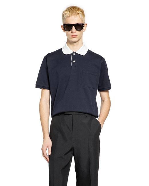Gucci Blue Stretch Cotton Piqué Polo Shirt for men