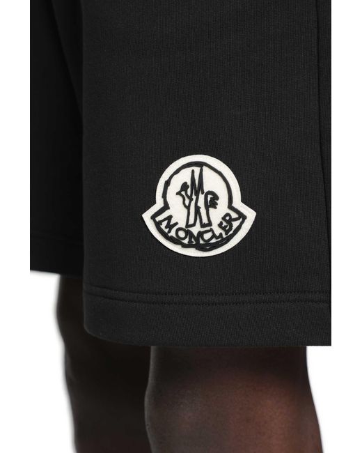 Moncler Black Logo Cotton Jersey Shorts for men