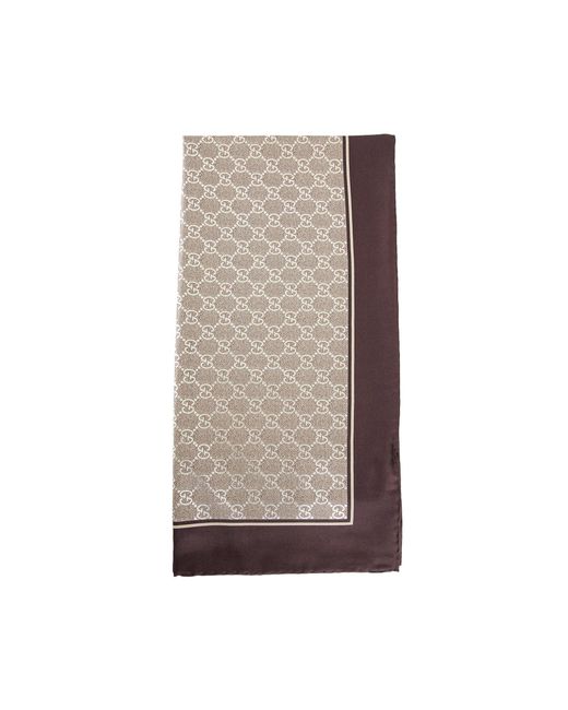 Gucci Brown Gg Silk Scarf